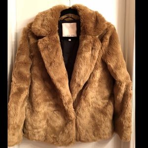 Brown tan fur coat from Aritzia